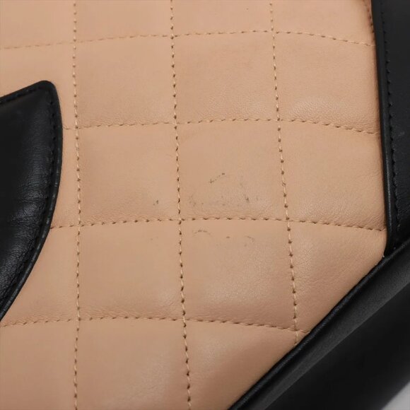 Chanel Cambon Line Lambskin Tote bag Beige x black - Picture 12 of 14